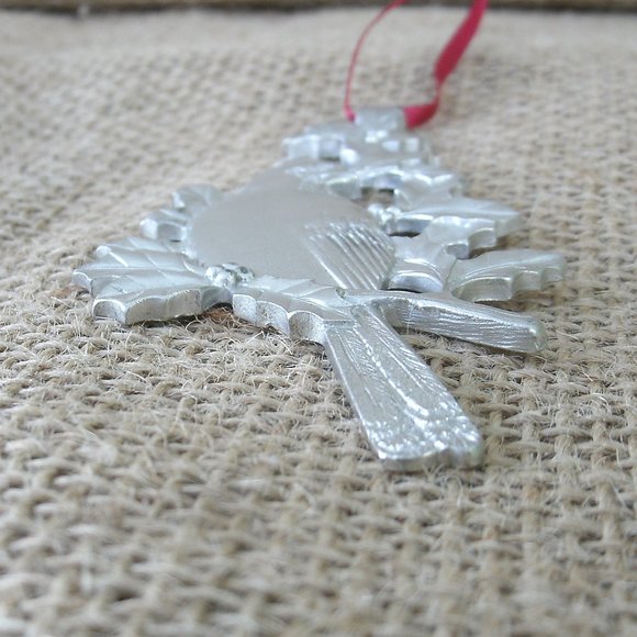 Pewter Cardinal & Holly Hanging Ornament - Picture 8 of 16